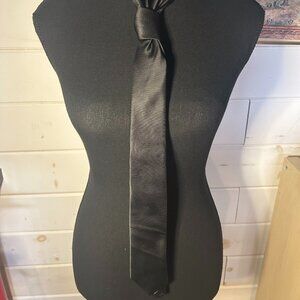 Belissimo Solid Black Thin Tie – 100% Polyester Men’s Necktie
